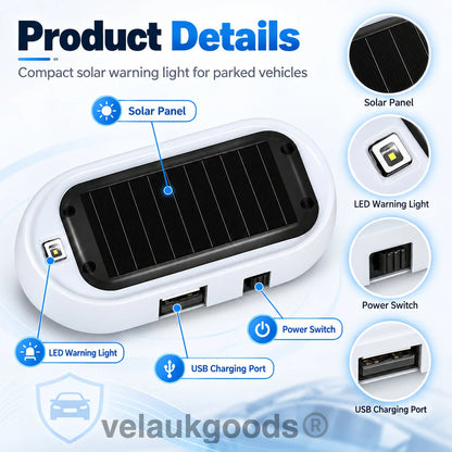 🚗 50% DE RÉDUCTION! 🚨 Lampe clignotante LED antivol solaire – Capteur jour/nuit & sans fil ✨