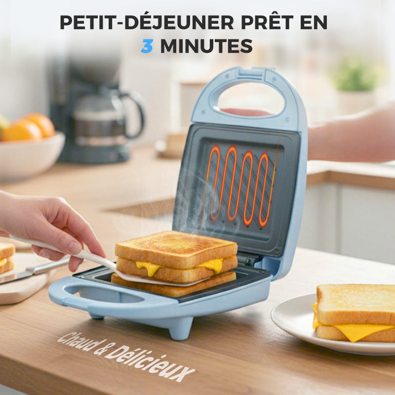 🔥 50% OFF INSTANTANÉ ! 🥪 Machine à Sandwich Multifonction - Chauffage Rapide, Design Compact Bleu/Blanc pour Cuisine et Bureau 💙⚡