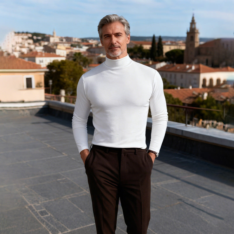 T-shirt à manches longues et col montant pour hommes