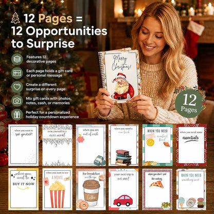 🔥🎁50 % DE RÉDUCTION !!! - Prêt pour Noël ! 🎅 Carnet de cartes-cadeaux de Noël - 👍 Carnet de cartes-cadeaux de Noël à reliure spirale à faire soi-même