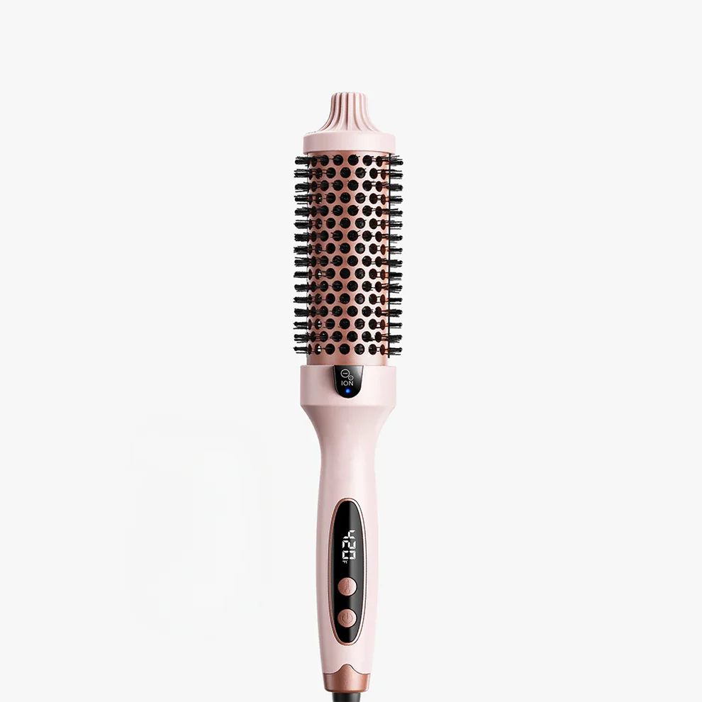 Brosse à Coiffer 2 en 1 pour Volume - Température Réglable, Céramique Tourmaline - Noir/Rose