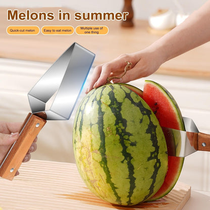 🔥 PROMO LIMITÉE 50% DE RÉDUCTION ! 🍉 Coupe-Pastèque Multifonction en Acier Inoxydable – Design Triangle, Capuchon de Protection ✂️