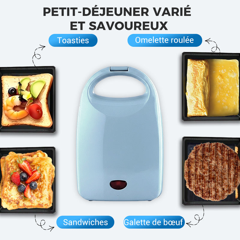 🔥 50% OFF INSTANTANÉ ! 🥪 Machine à Sandwich Multifonction - Chauffage Rapide, Design Compact Bleu/Blanc pour Cuisine et Bureau 💙⚡