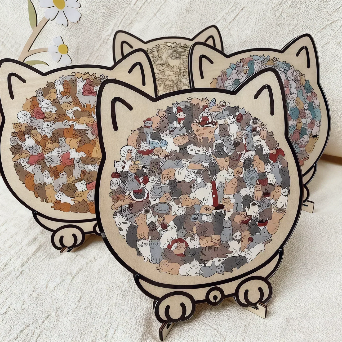 ⏳Spécial à durée limitée⏰Puzzle en bois de 135 pièces en forme de chat😸