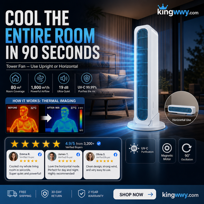 【Refroidit toute la pièce en 90 secondes】 Ventilateur colonne – un climatiseur utilisable en position verticale et horizontale