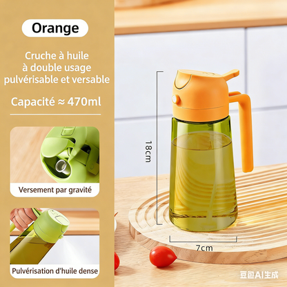 📢📢50% DE RÉDUCTION !! ⏰ Pulvérisateur Huile 2-en-1 Verre – 600 ml – Large Ouverture & Anti-Goutte for Cuisine