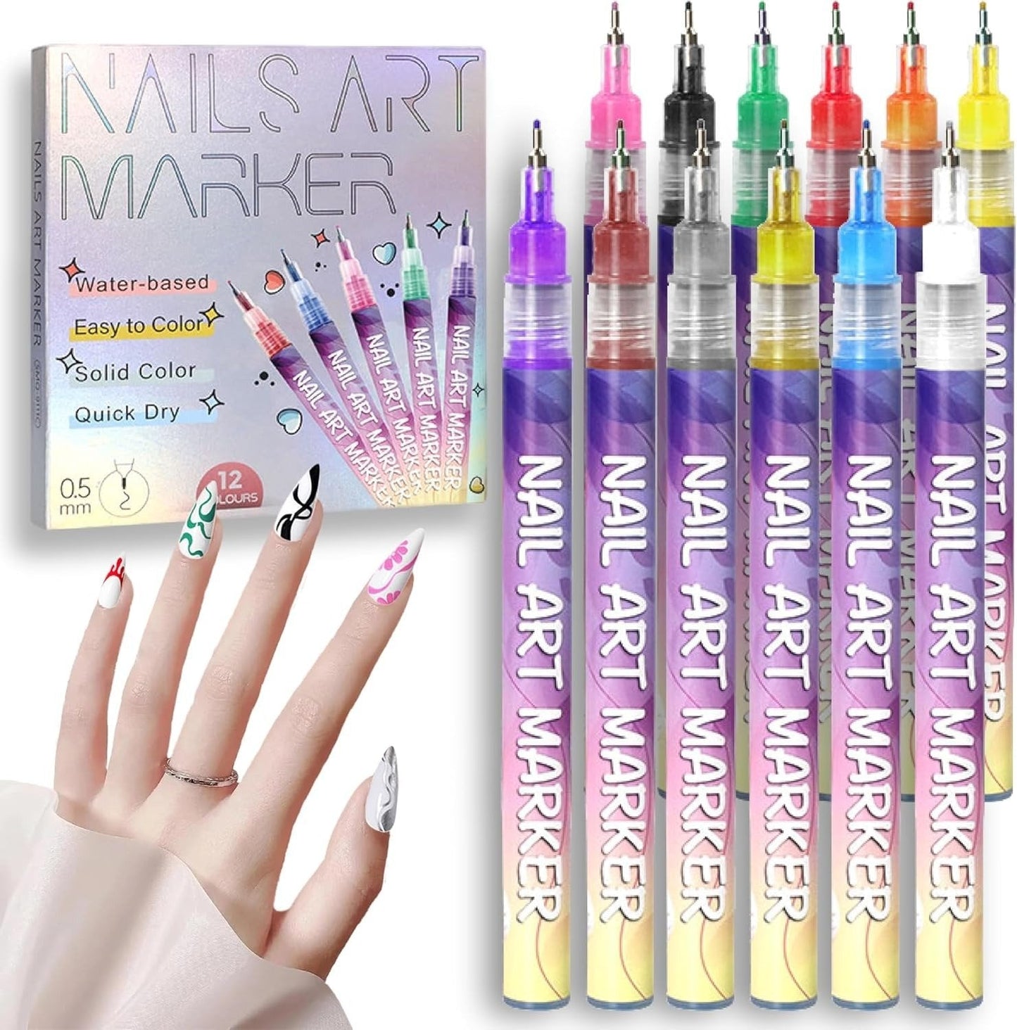 🎁 Soldes exceptionnels à -50 % ⏳🎨 Coffret de 12 stylos pour nail art