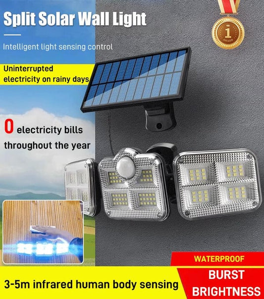 🌞💡 Applique murale solaire à trois têtes – Éclairage puissant et écologique