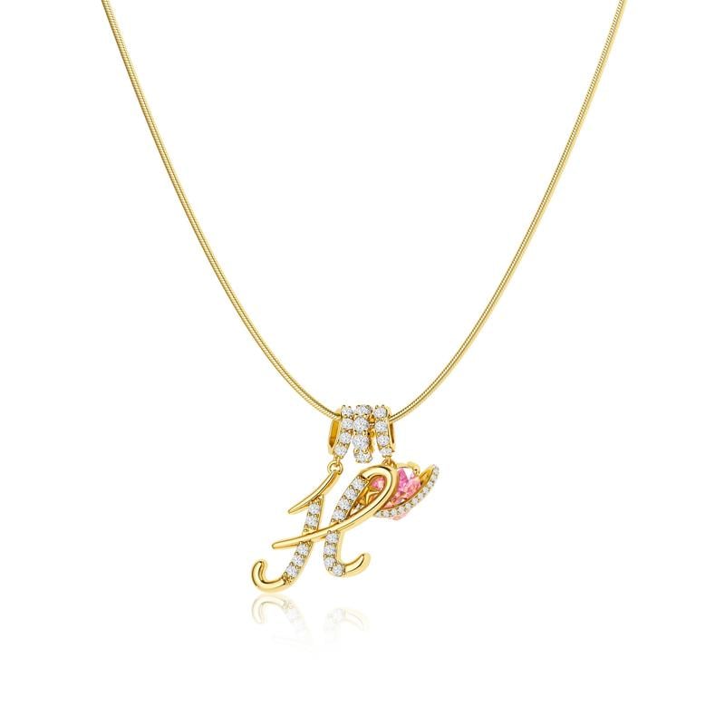 💖Dernier jour : 50 % de réduction ✨ Collier avec pendentif lettre de A à Z et trois breloques🎀