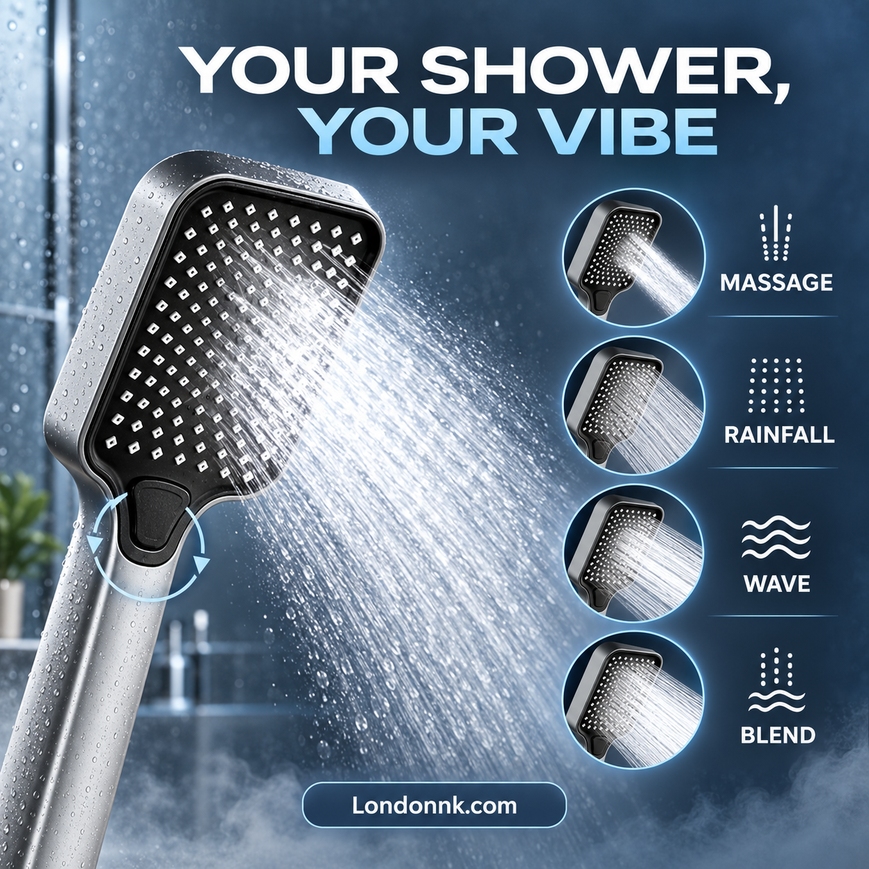 🚿 Pommeau de douche haute pression – Puissance d'eau et confort spa ✨