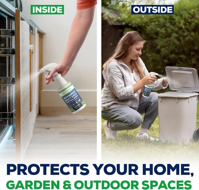 🗑️Spray anti-insectes et anti-nuisibles à l'huile essentielle de menthe poivrée naturelle – Puissance maximale – Formule au parfum doux pour la maison et le jardin