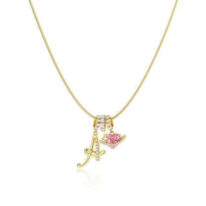 💖Dernier jour : 50 % de réduction ✨ Collier avec pendentif lettre de A à Z et trois breloques🎀