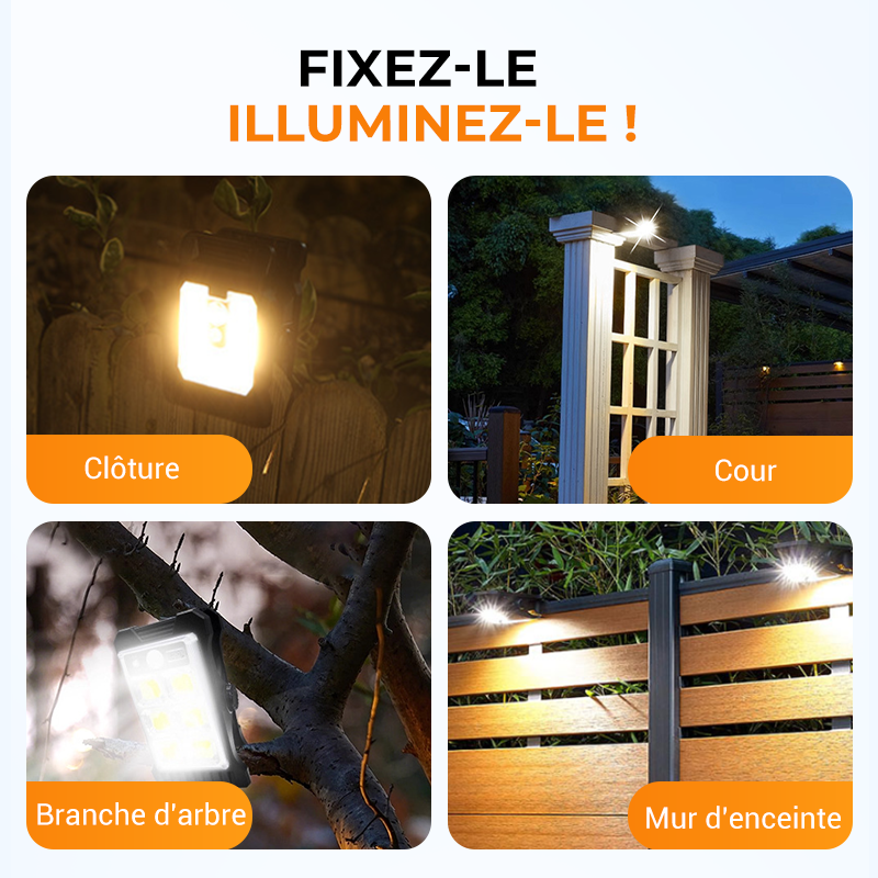 Lampe Solaire à Clip Extérieur avec Détecteur de Mouvement