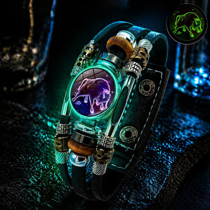 Bracelet Signe du Zodiaque en Cuir Phosphorescent – Unisexe & Ajustable
