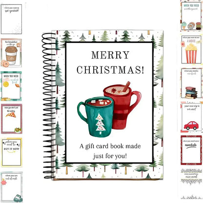 🔥🎁50 % DE RÉDUCTION !!! - Prêt pour Noël ! 🎅 Carnet de cartes-cadeaux de Noël - 👍 Carnet de cartes-cadeaux de Noël à reliure spirale à faire soi-même