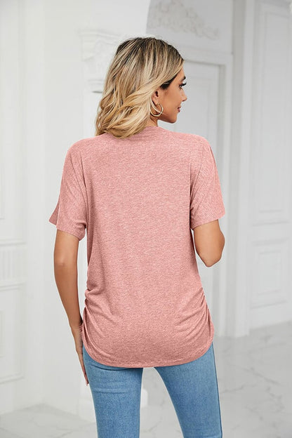 💕Soldes d'été🌷Tops pour dames à col en V, couleur unie, amples(🔥50 % de réduction)