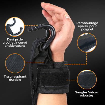 🔥Réduction limitée à 49%🔥Sangles de Poignet Robustes à Crochets pour Haltérophilie