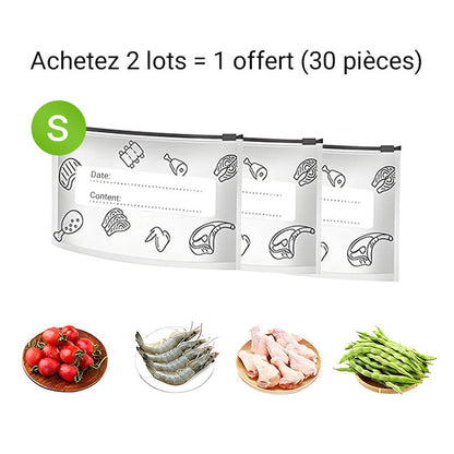 🥢Sac de Conservation en Aluminium Reutilisable et Fermable🌍Parfait pour Stocker et Protéger Vos Aliments!