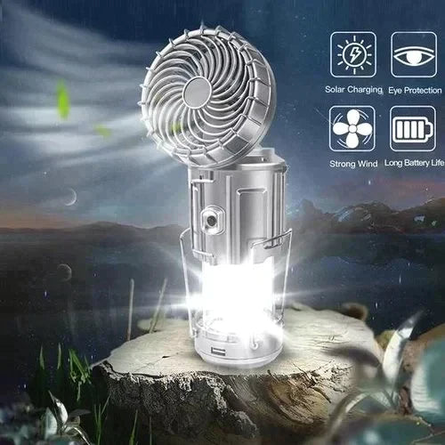 📢📢50 % DE RÉDUCTION !!⏰Ventilateur électrique portable extensible à batterie solaire au lithium + lampe de secours