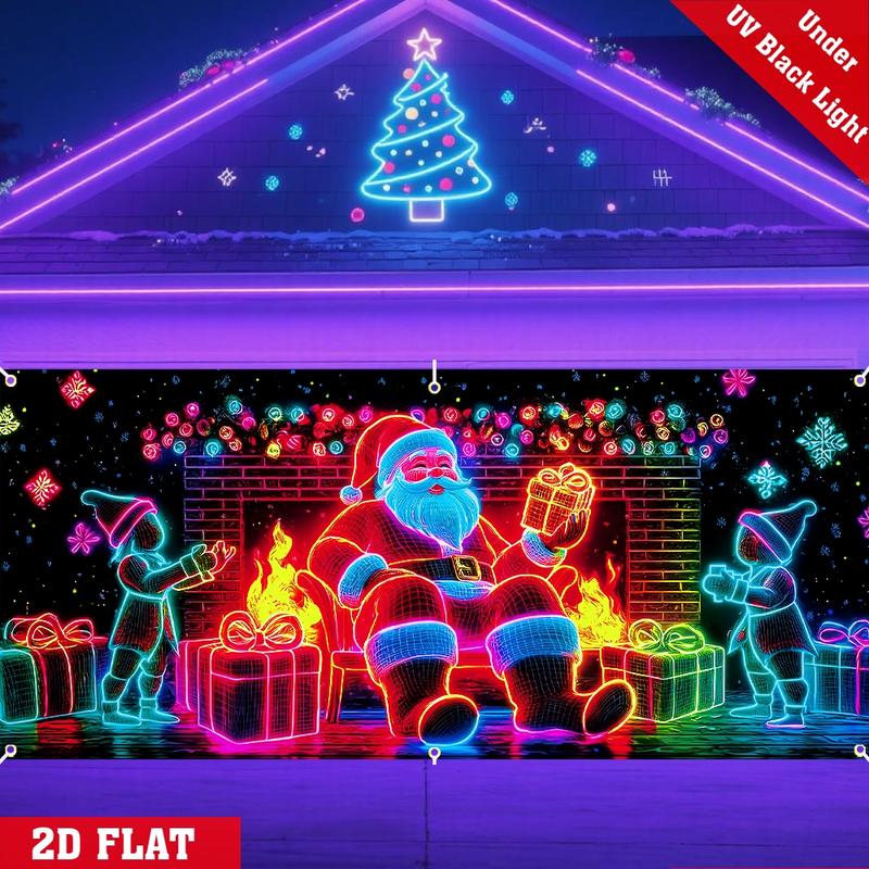 🎇🚪Bannière de Noël pour porte de garage activée par les UV, brille dans le noir🔥🎉