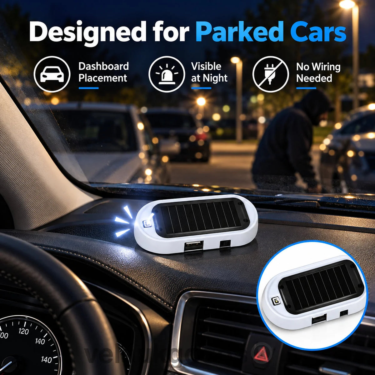 🚗 50% DE RÉDUCTION! 🚨 Lampe clignotante LED antivol solaire – Capteur jour/nuit & sans fil ✨