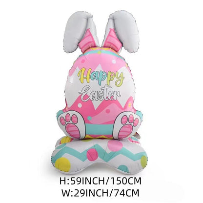 🐰 50% DE RÉDUCTION ! 🎉 Ballons 3D sur Pied pour Pâques – Géants Lapin/Carotte/Poussin/Œuf – Décoration Festive, Gonflage à l'Air & Parfait pour Enfants/Jardin 🌷