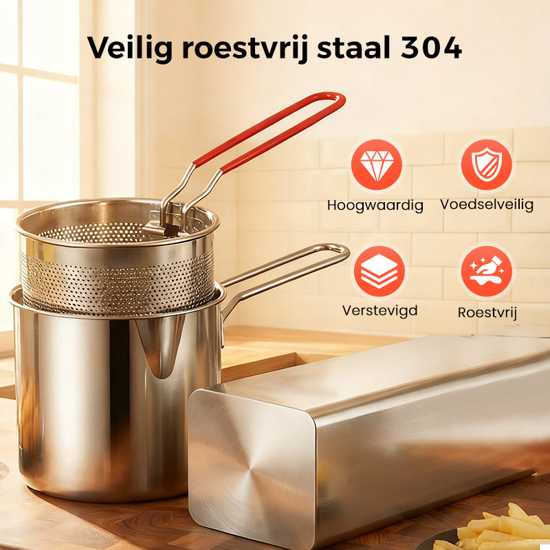 🔥 -50% ! 🍳 Friteuse Multifonction en Acier Inoxydable 304 – Certifié Alimentaire – Design Anti-Éclaboussures & Panier Filtrant pour Frites et Poulet 🥟