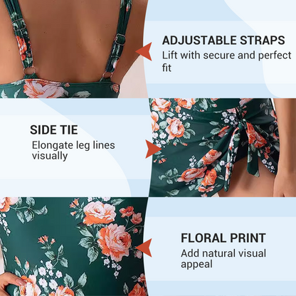 ⏳Spécial à durée limitée⏰Maillot de bain une pièce femme taille haute avec jupe nouée ventre plat👙🌊