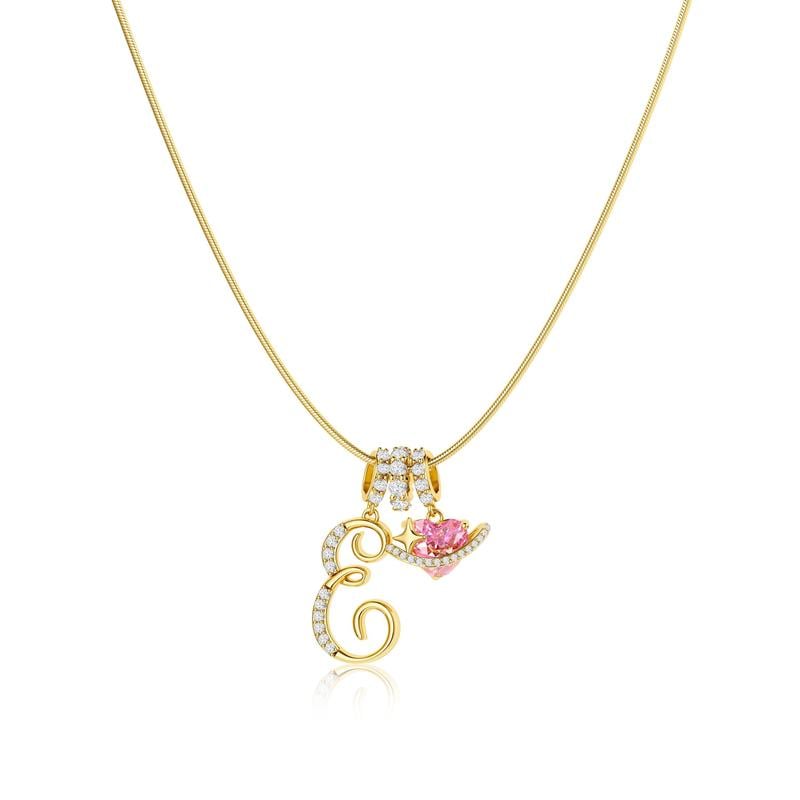 💖Dernier jour : 50 % de réduction ✨ Collier avec pendentif lettre de A à Z et trois breloques🎀