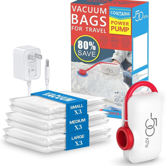 ✨️ PROMO LIMITÉE -50 % ✨️ Lot de 9 sacs de voyage légers avec pompe électrique USB