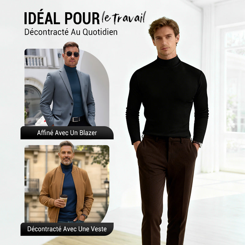 T-shirt à manches longues et col montant pour hommes