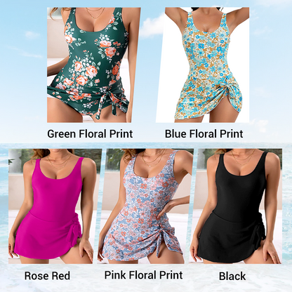⏳Spécial à durée limitée⏰Maillot de bain une pièce femme taille haute avec jupe nouée ventre plat👙🌊