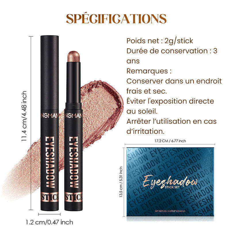 📢📢50 % de réduction !! ⏰8 couleurs de fards à paupières pailletés en stick, waterproof, longue tenue et multi-usage