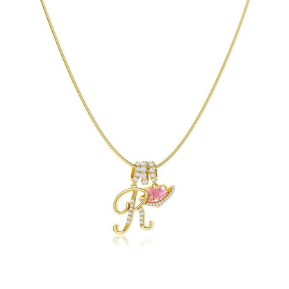 💖Dernier jour : 50 % de réduction ✨ Collier avec pendentif lettre de A à Z et trois breloques🎀