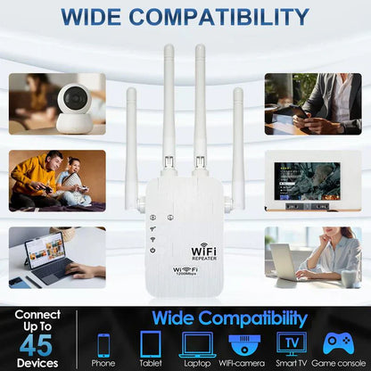 🎁 Dernier jour Promotion 50% 🔥 Extenseur WiFi 2026,1200Mbps Booster de signal à double bande (5GHz/2.4GHz), couvre 10 000 pieds carrés et 50 appareils, répéteur avec port Ethernet pour la maison