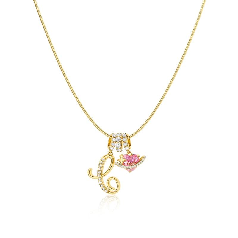 💖Dernier jour : 50 % de réduction ✨ Collier avec pendentif lettre de A à Z et trois breloques🎀