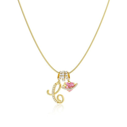 💖Dernier jour : 50 % de réduction ✨ Collier avec pendentif lettre de A à Z et trois breloques🎀