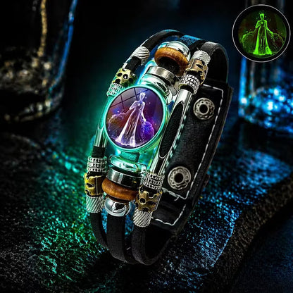 Bracelet Signe du Zodiaque en Cuir Phosphorescent – Unisexe & Ajustable