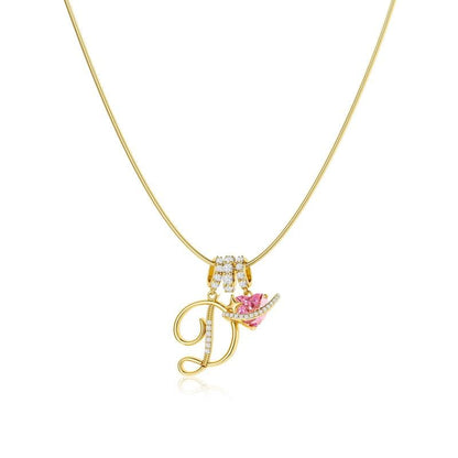 💖Dernier jour : 50 % de réduction ✨ Collier avec pendentif lettre de A à Z et trois breloques🎀