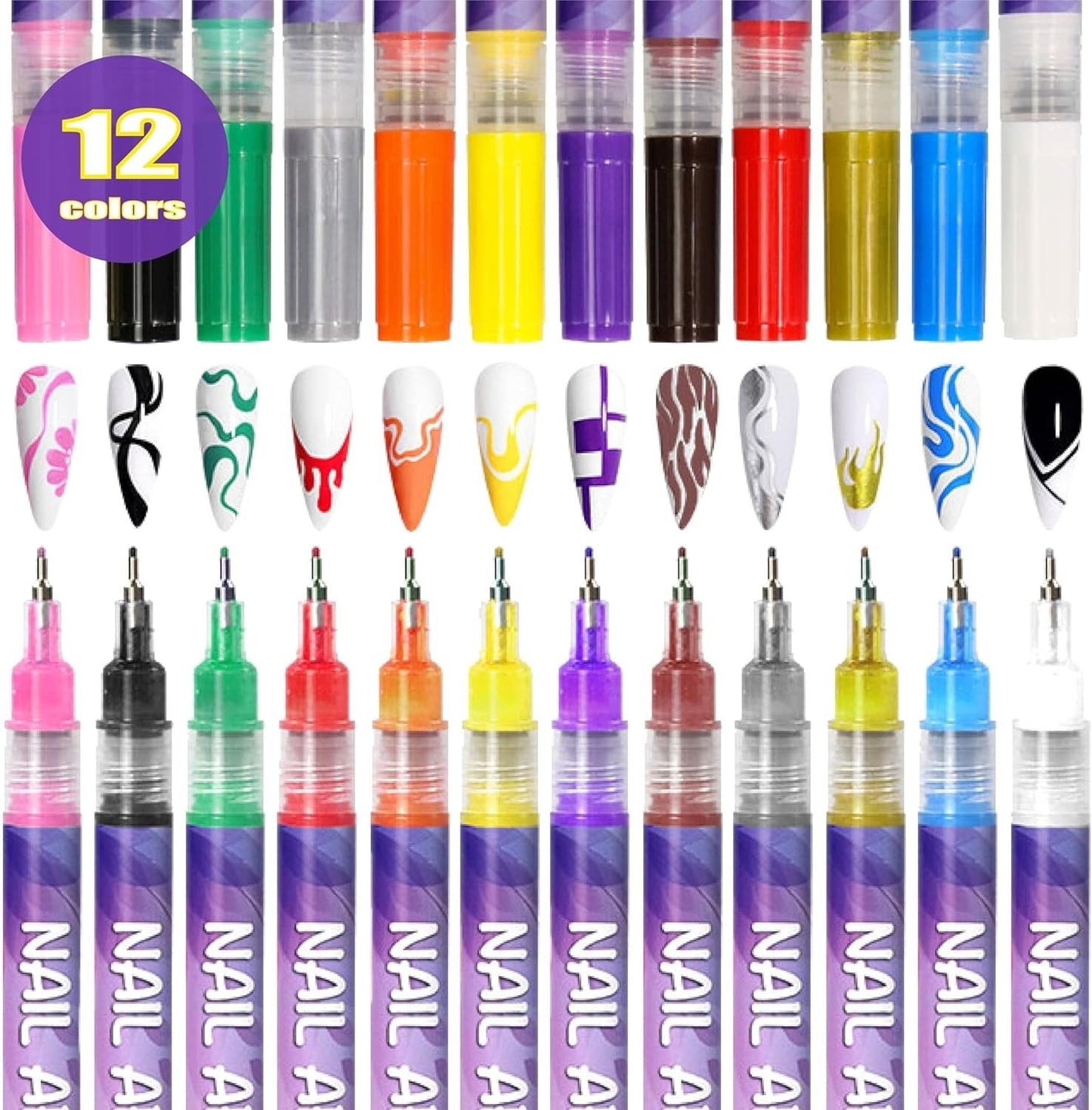🎁 Soldes exceptionnels à -50 % ⏳🎨 Coffret de 12 stylos pour nail art