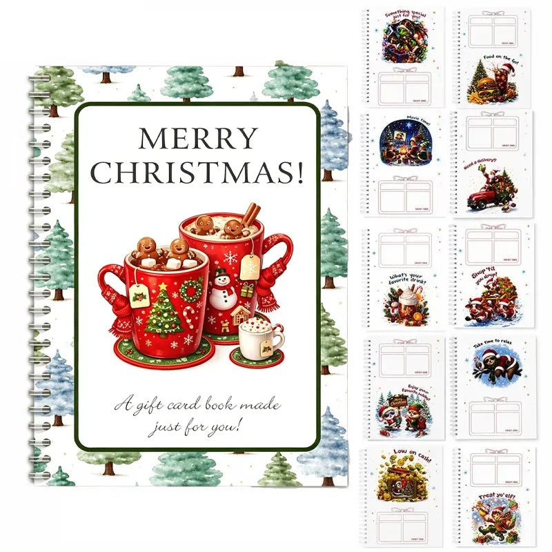 🔥🎁50 % DE RÉDUCTION !!! - Prêt pour Noël ! 🎅 Carnet de cartes-cadeaux de Noël - 👍 Carnet de cartes-cadeaux de Noël à reliure spirale à faire soi-même