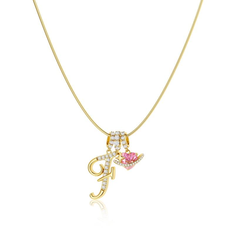 💖Dernier jour : 50 % de réduction ✨ Collier avec pendentif lettre de A à Z et trois breloques🎀