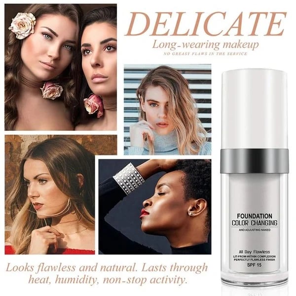 🎁 ACHETEZ 1, OFFERT 1 ! 🧴 Fond de Teint Intelligent – Change de Couleur pour S’Adapter à Votre Teint, Formule Hydratante & Légère pour Peaux Matures ✨📦