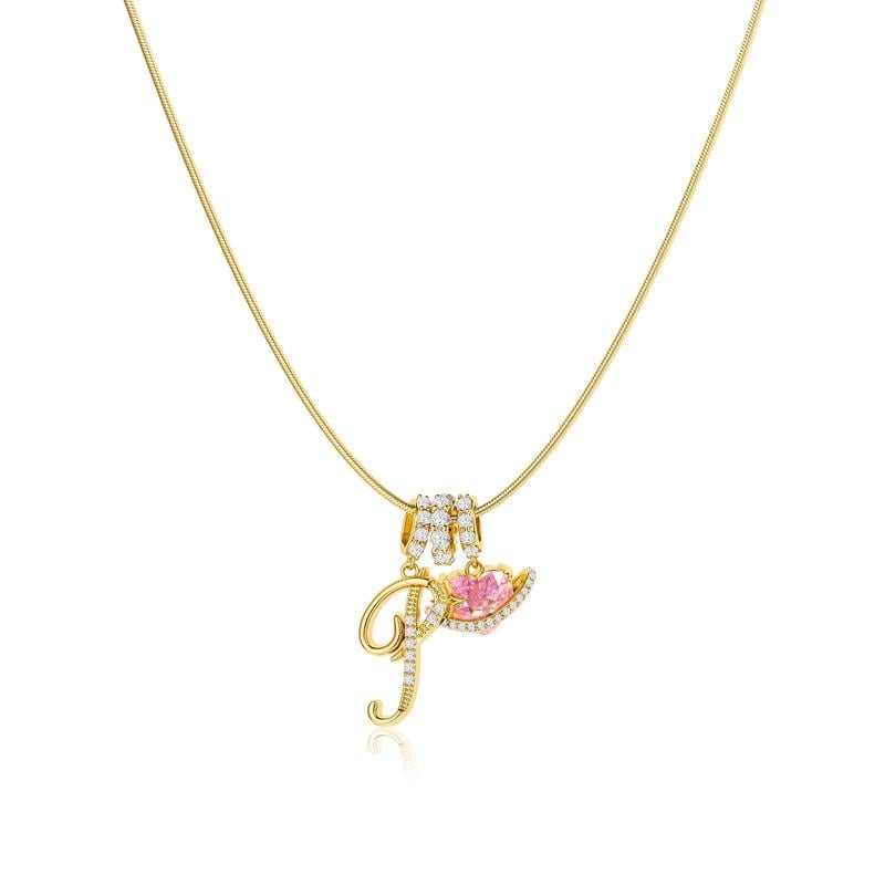 💖Dernier jour : 50 % de réduction ✨ Collier avec pendentif lettre de A à Z et trois breloques🎀