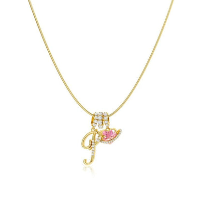 💖Dernier jour : 50 % de réduction ✨ Collier avec pendentif lettre de A à Z et trois breloques🎀