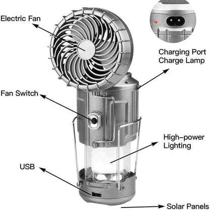 📢📢50 % DE RÉDUCTION !!⏰Ventilateur électrique portable extensible à batterie solaire au lithium + lampe de secours