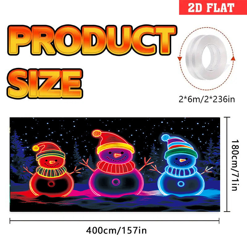 🎇🚪Bannière de Noël pour porte de garage activée par les UV, brille dans le noir🔥🎉