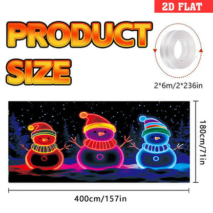 🎇🚪Bannière de Noël pour porte de garage activée par les UV, brille dans le noir🔥🎉