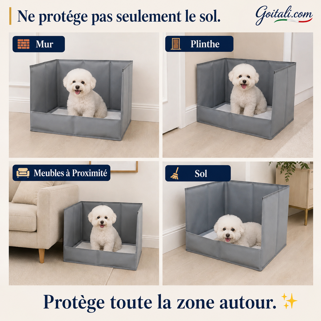 🐾 Toilette pour chiens avec 3 parois anti‑éclaboussures ✨ Protège le sol et les murs, pliable et gain de place