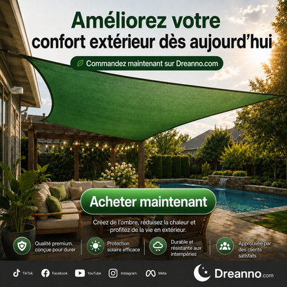 Voile d'ombrage anti-UV, auvent rectangulaire